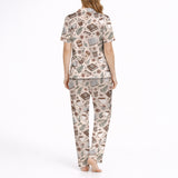 Cozy Coffee & Chapters Women's Classic Button Down Pajama Set - Long Knit
