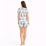 Women's short sleeve pajama set with - Bluebell Bunny Bliss