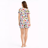 Women's Short Sleeve Pajama Set with Pants | Boricua Dreamland Print