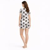 Women's short sleeve pajama set with shorts | Ramen Cat Dreams