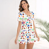 Women's short sleeve pajama set with shorts_3D | Puerto Rico Vibes