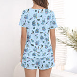 Women's Short Sleeve Pajama Set with Shorts_3D | Slay Cat Dreams