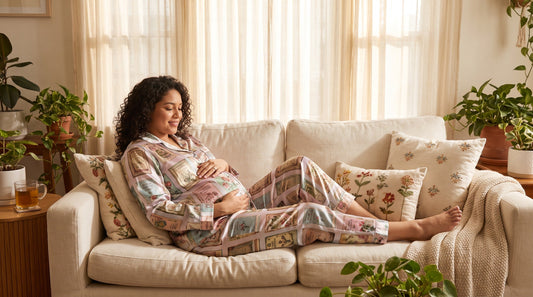 Comfortable maternity loungewear pajama set for expecting mothers