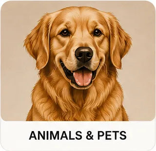 Animals and pets print pajamas collection - golden retriever dog portrait