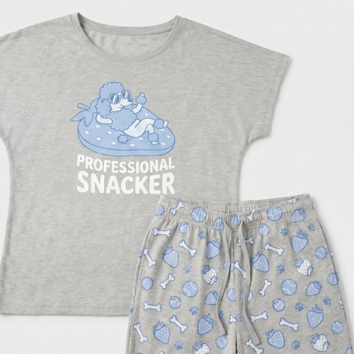 Professional Snacker Poodle Knit Pajama Set for Dog Mom Women
