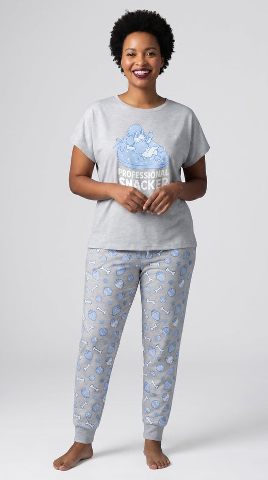 Professional Snacker Poodle Knit Pajama Set for Dog Mom Women