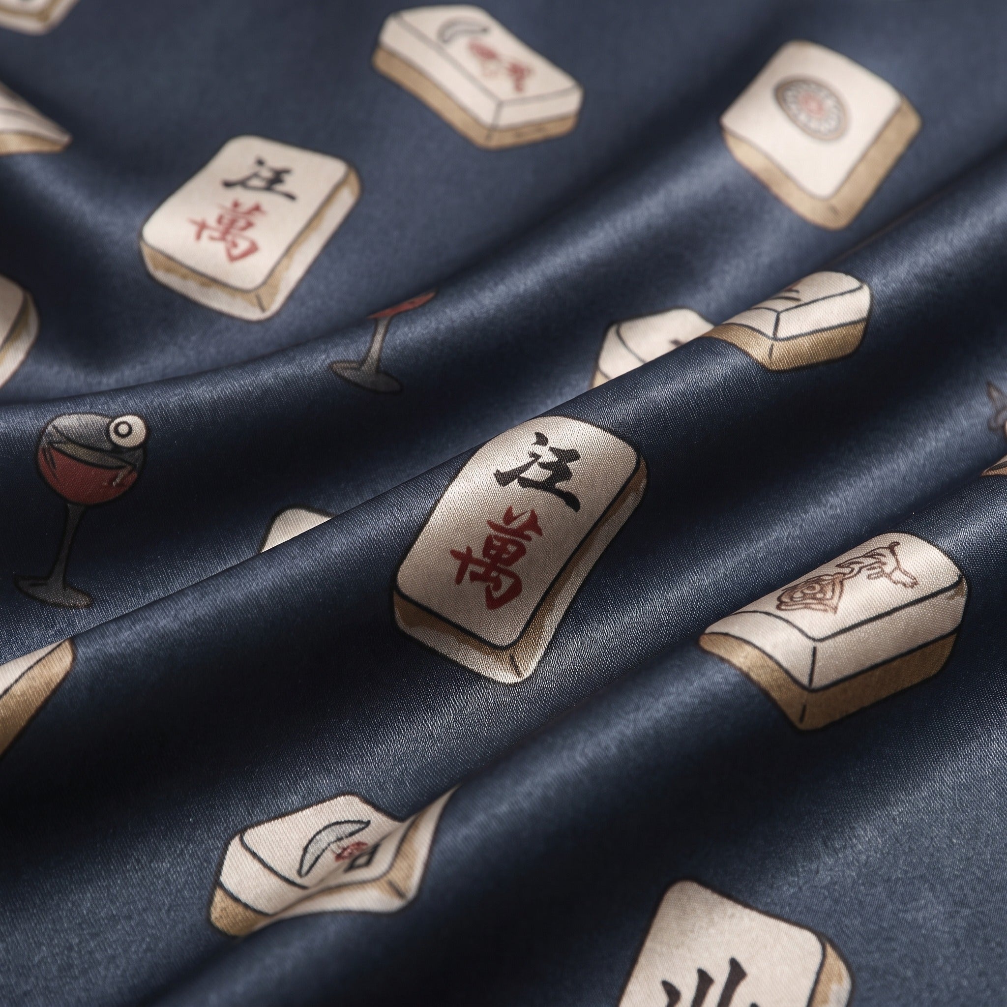 Navy Mahjong Tile Pajama Set for Women
