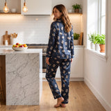Navy Mahjong Tile Pajama Set for Women