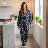 Navy Mahjong Tile Pajama Set for Women