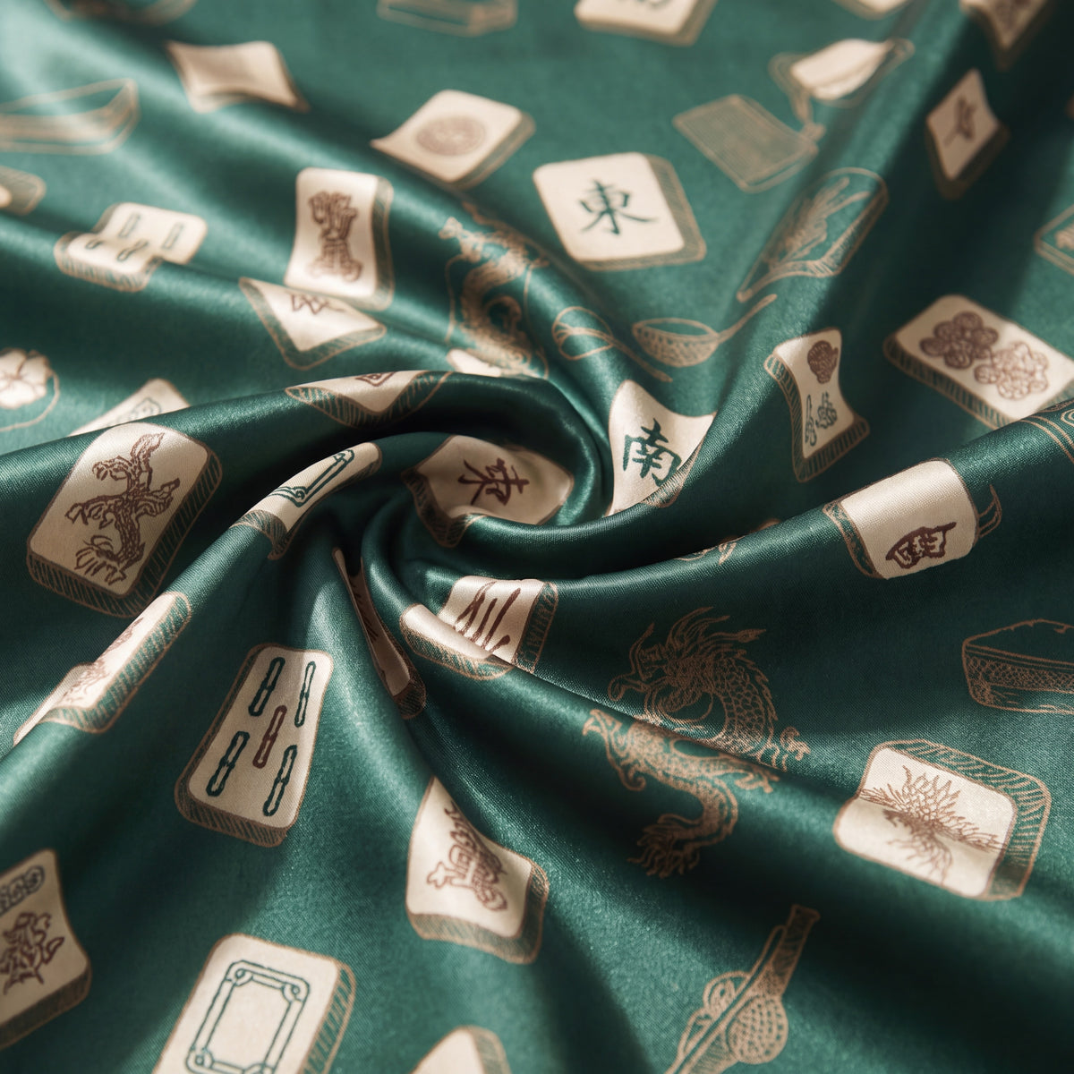 Emerald Green Mahjong Pajama Set for Women — view 6 of 8