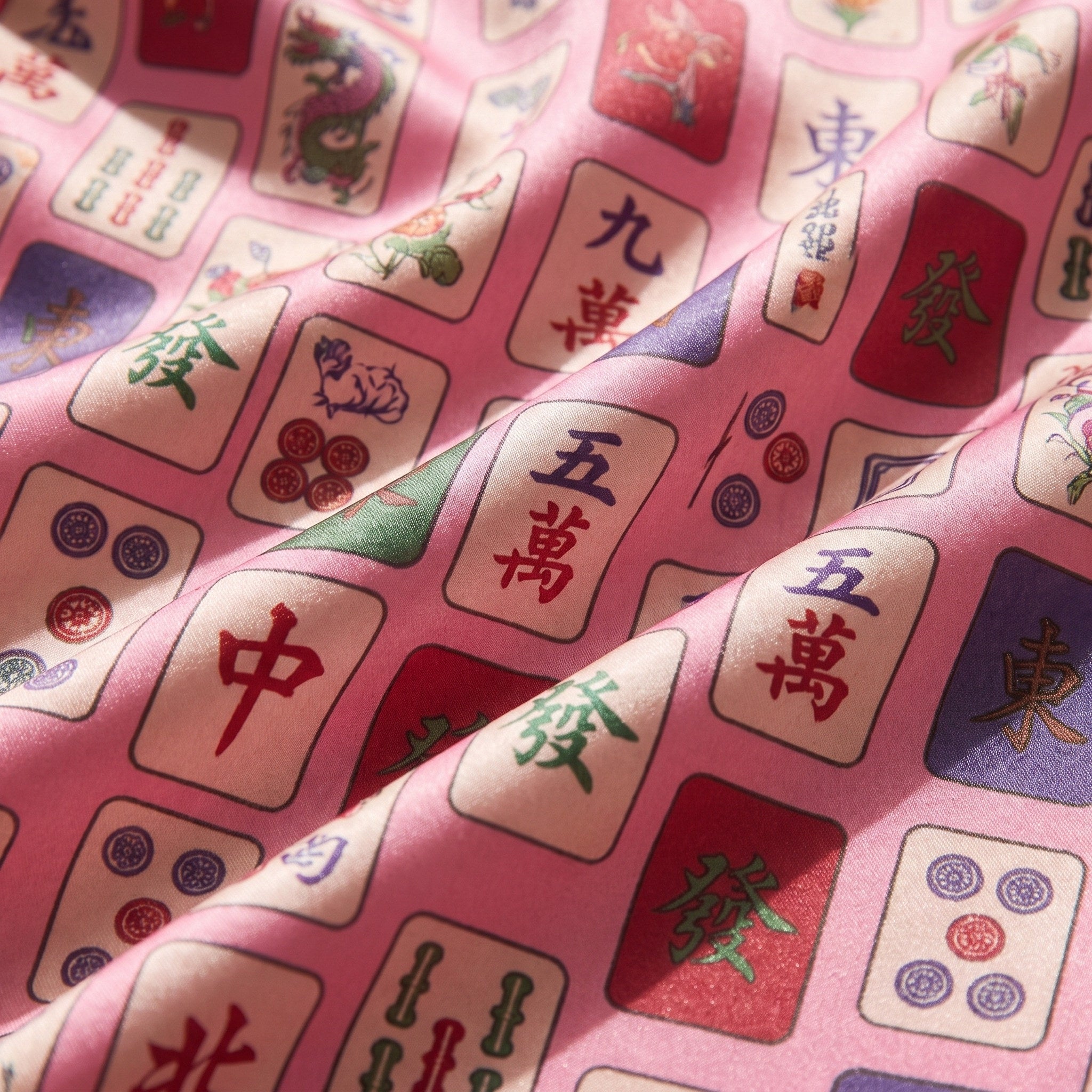 Silky Satin Long-Sleeved Women's Pajama Set in Mahjong