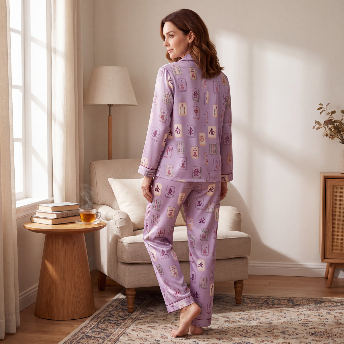Lavender Mahjong Tile Pajama Set for Women — view 3 of 7