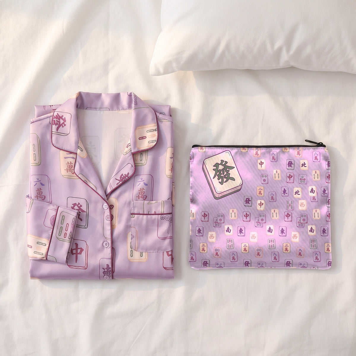 Lavender Mahjong Tile Pajama Set for Women — view 6 of 8