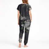 Classic Black Floral Loungewear with Long Pants