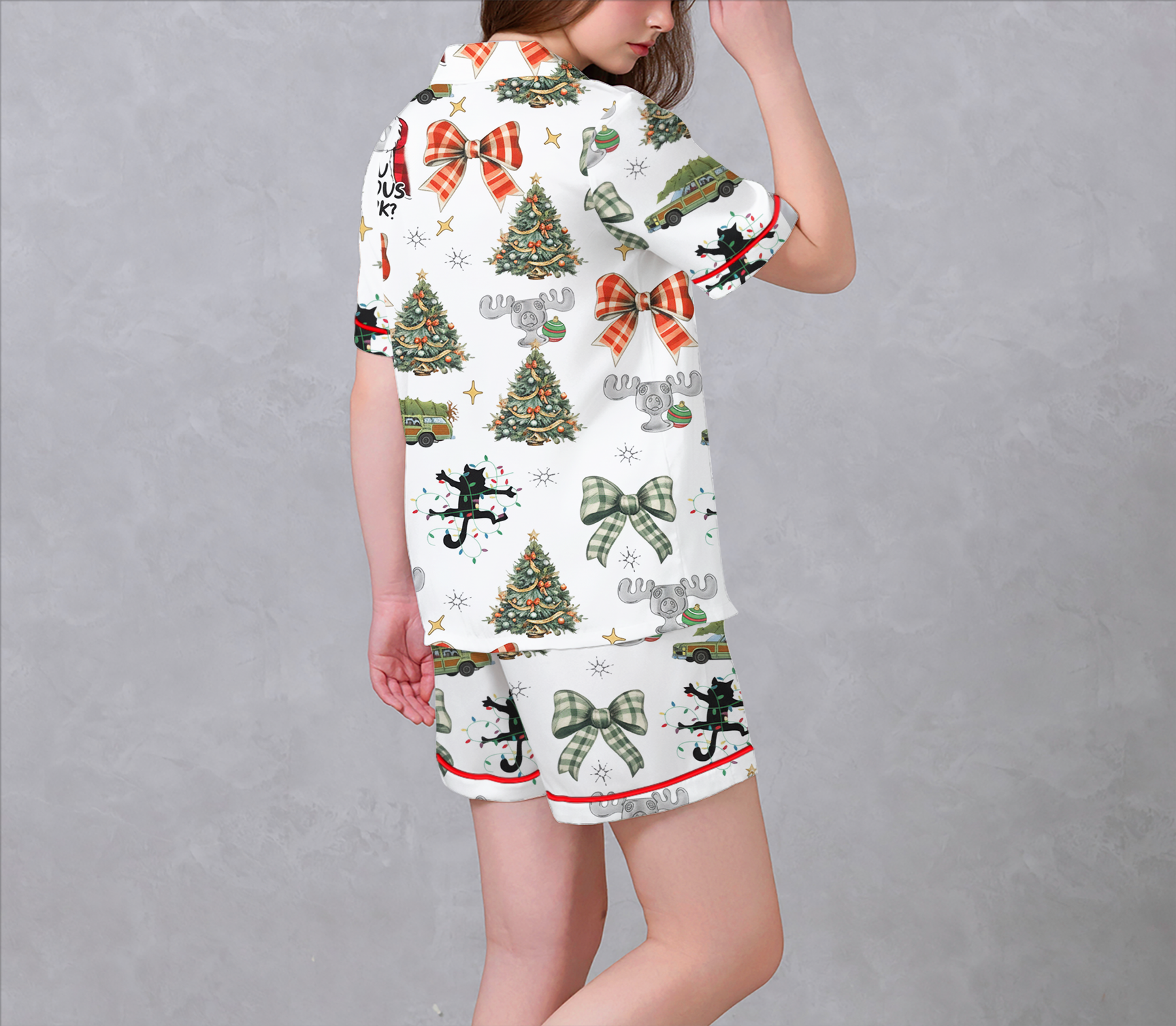 Merry Christmas White Satin Pajama Set