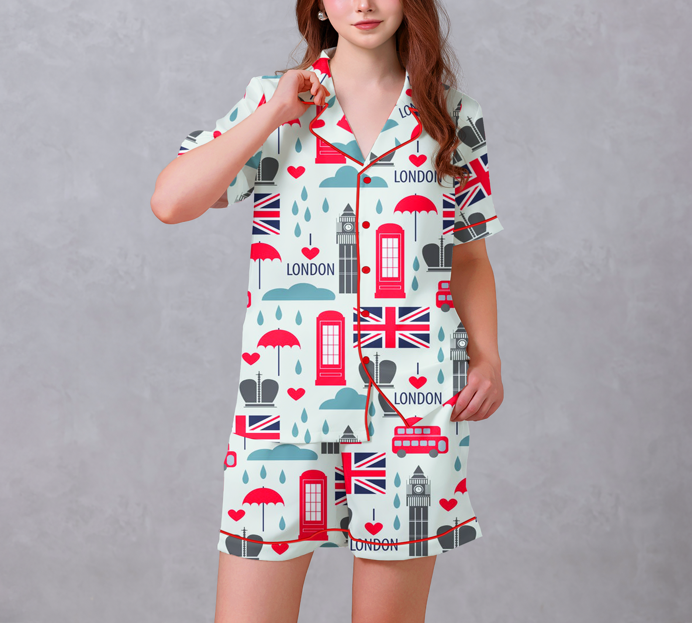 Rainy Day In London Satin Pajama Set