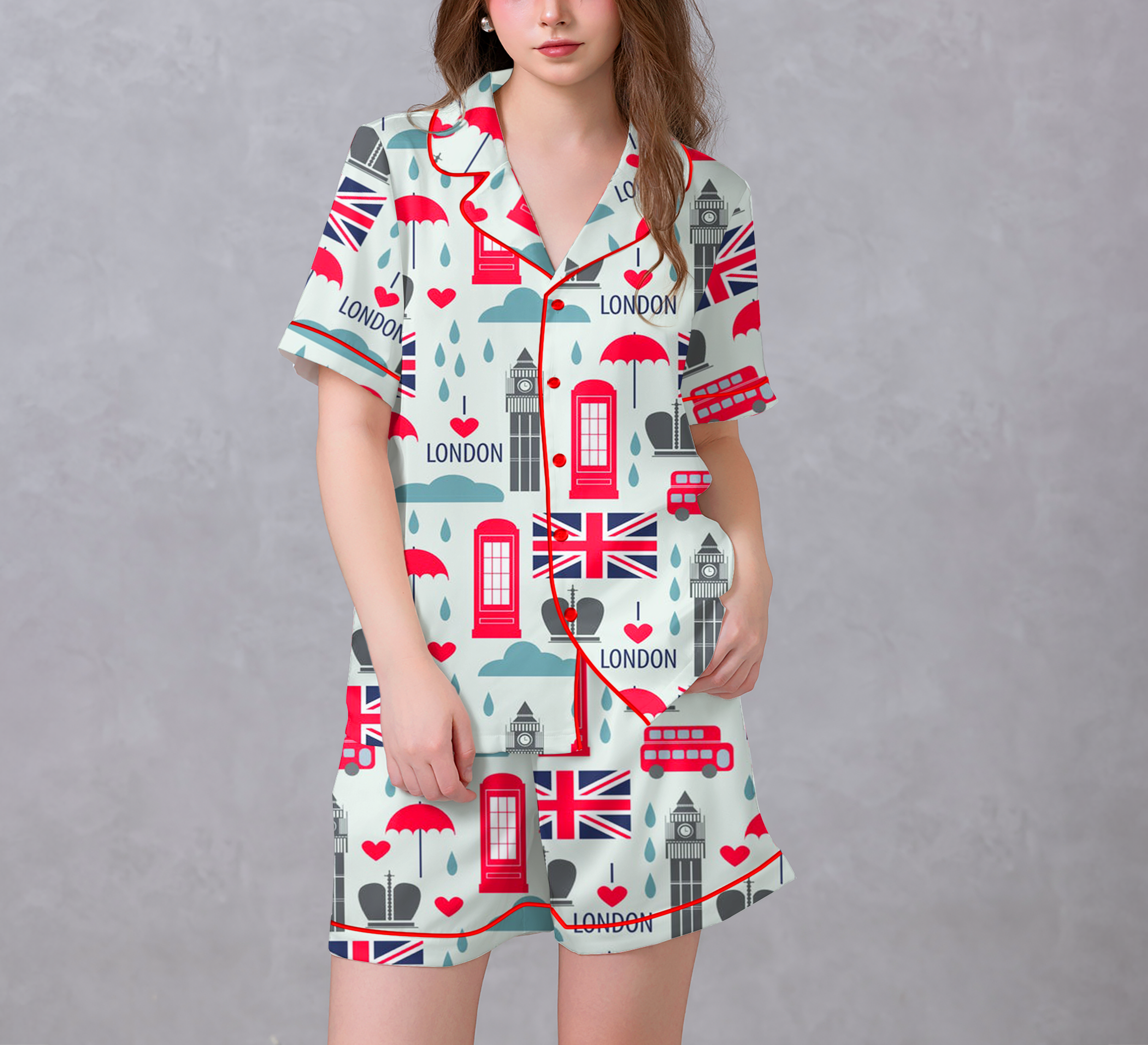 Rainy Day In London Satin Pajama Set