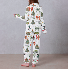 Merry Christmas White Satin Pajama Set