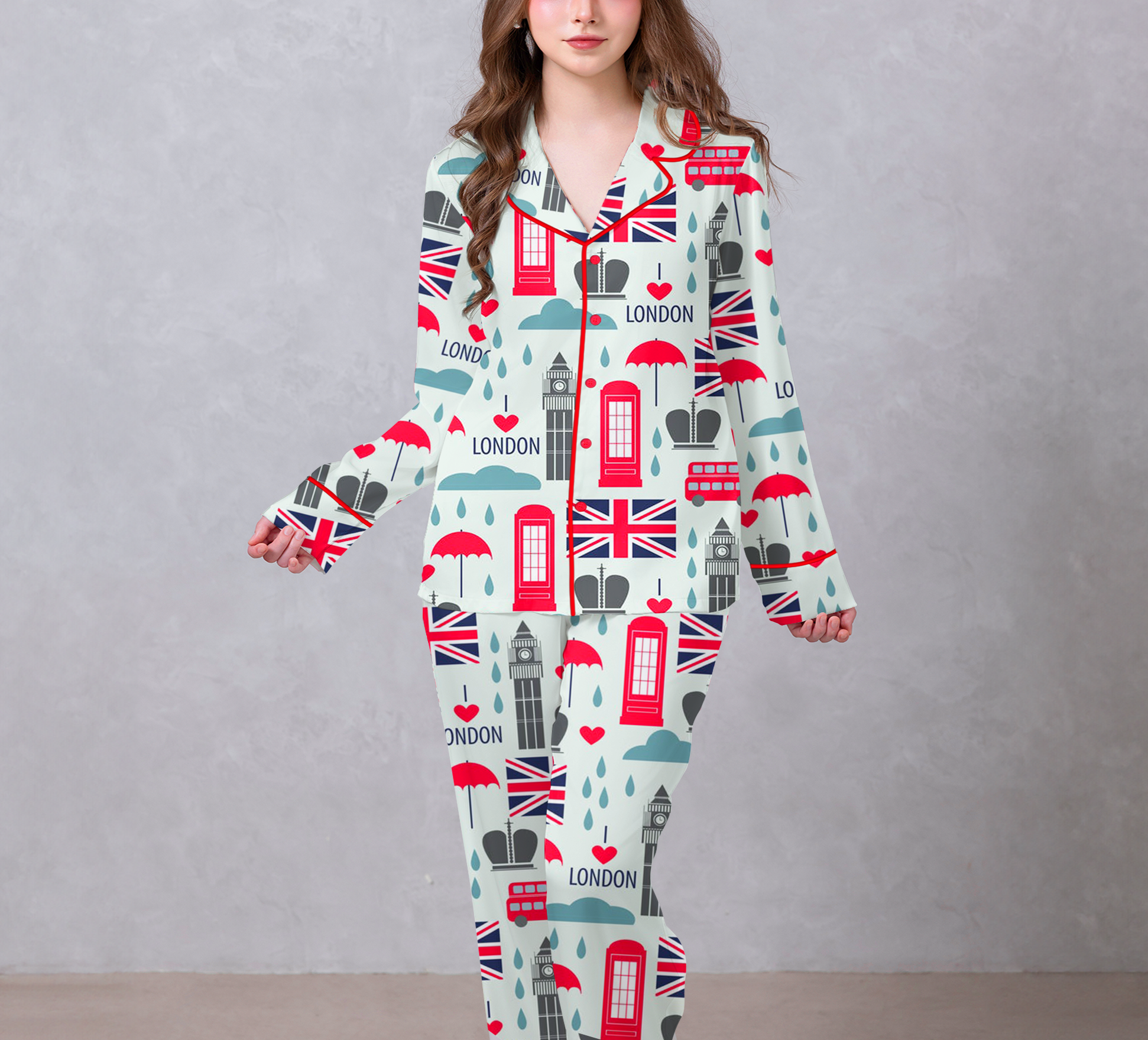 Rainy Day In London Satin Pajama Set