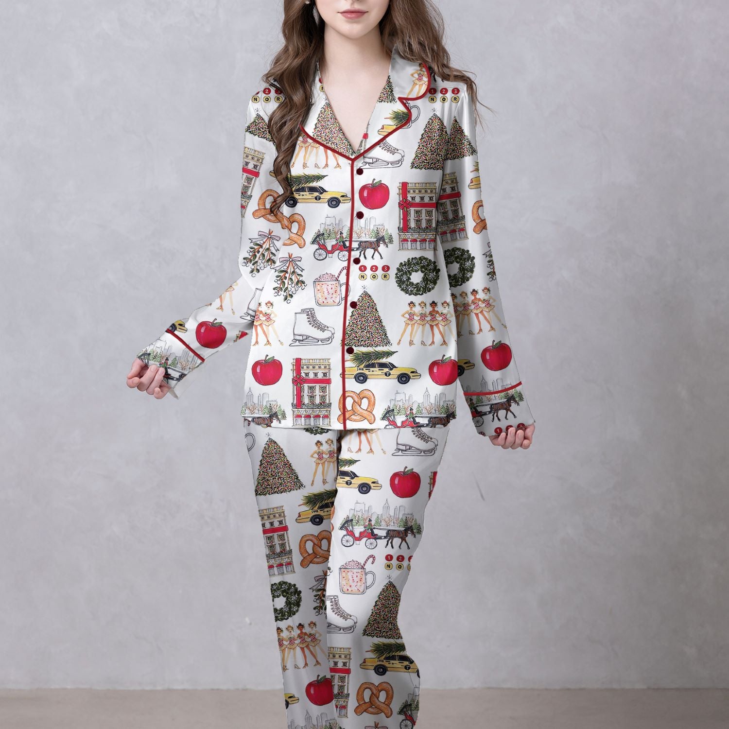 Christmas In New York Satin Pajama Set