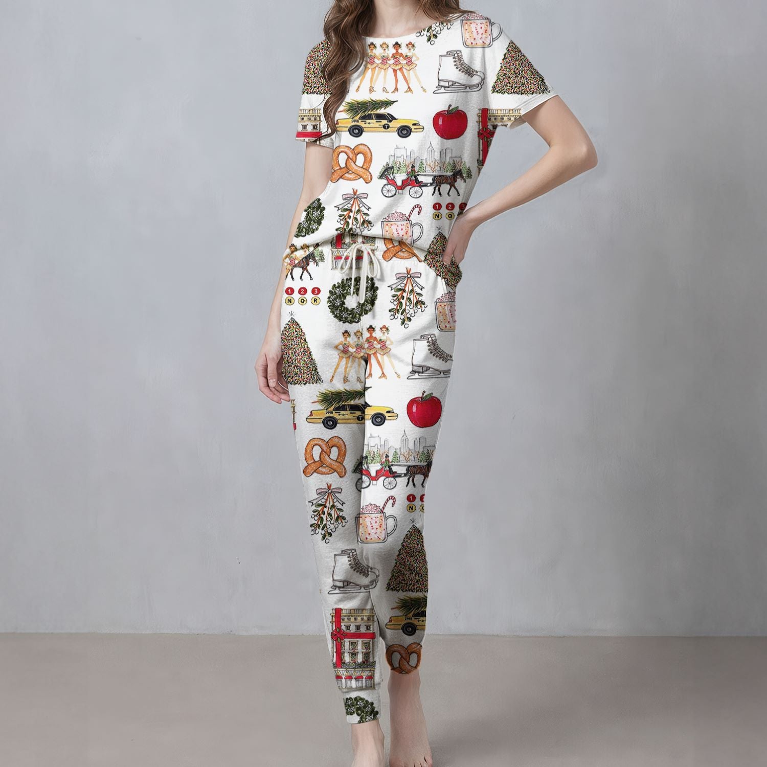 Christmas In New York Satin Pajama Set