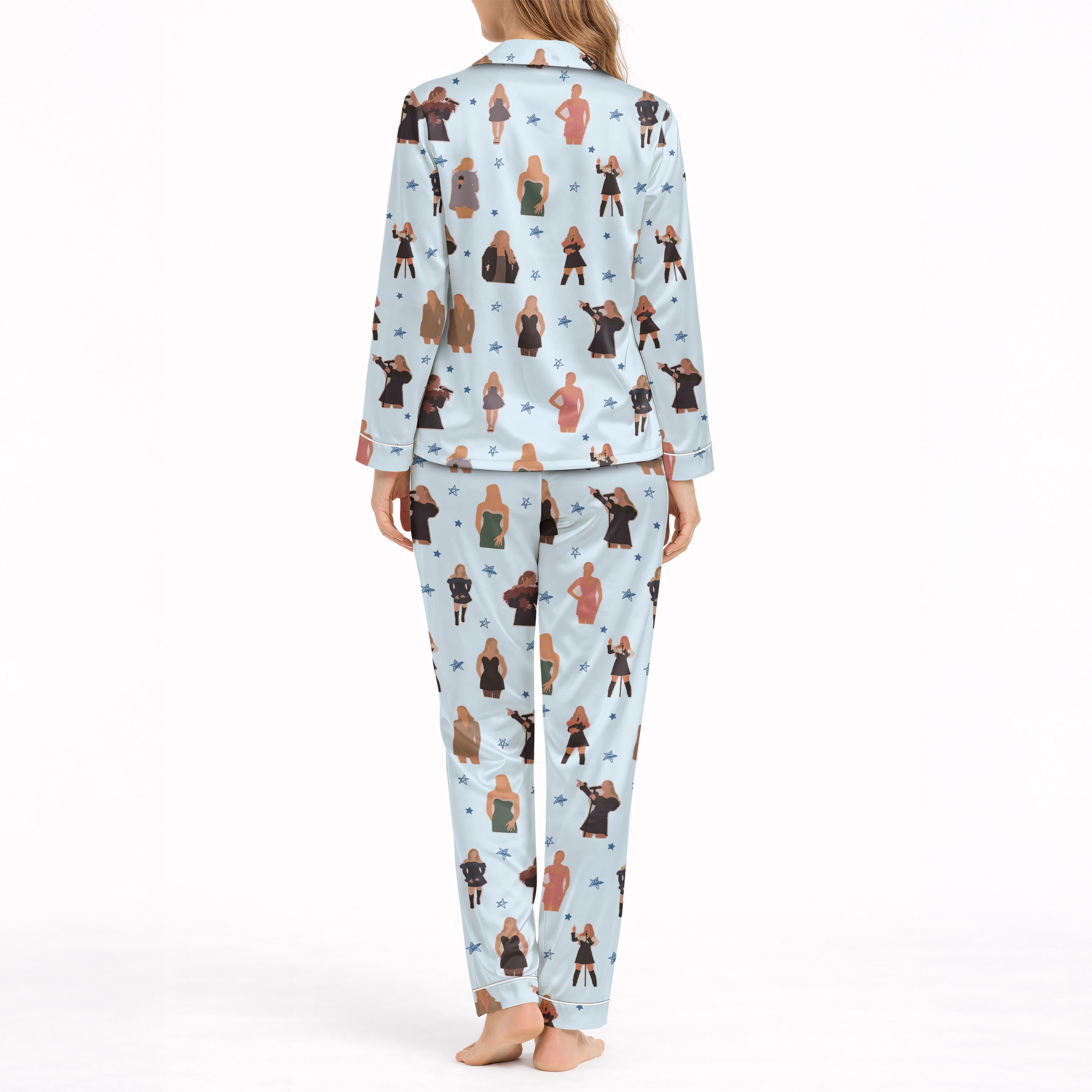 cute satin pajama set women home wear