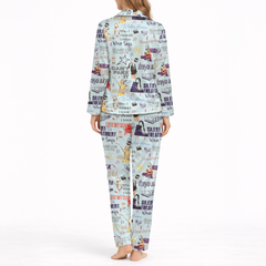 women satin pajama set music pop illustration