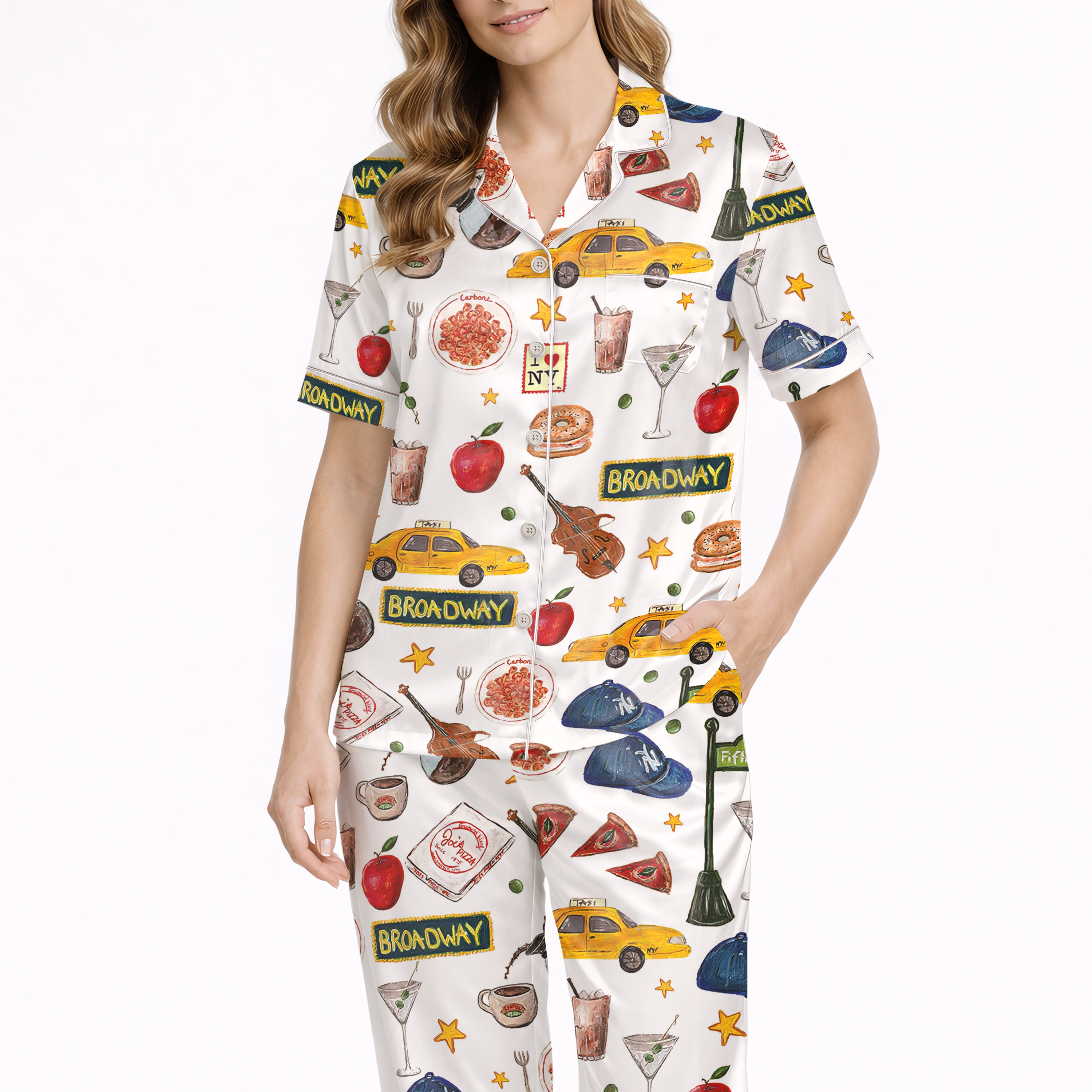 New York Travel Silky Satin Pajama Set For Women