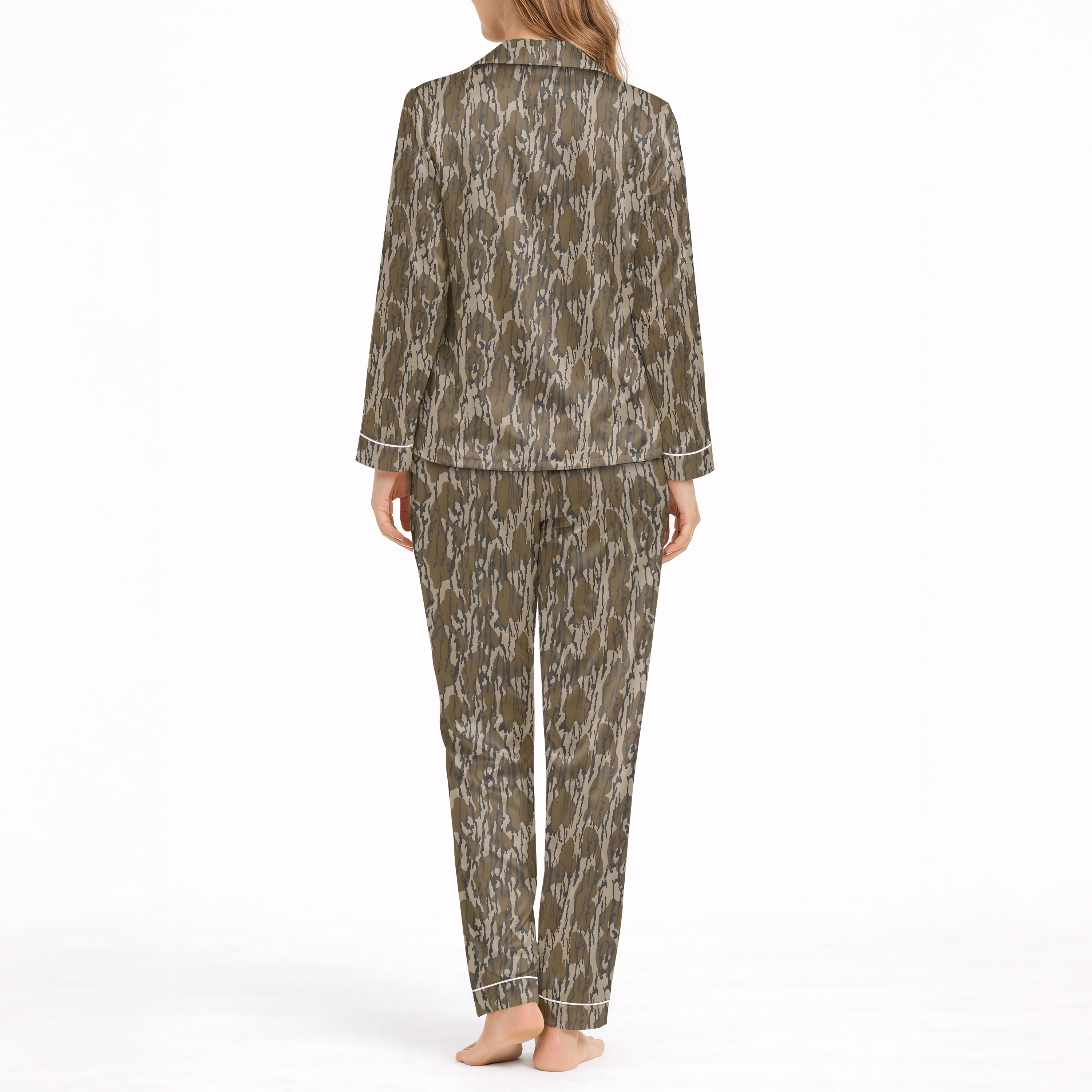 Camo Woodland Silky Satin Pajama Set for Women