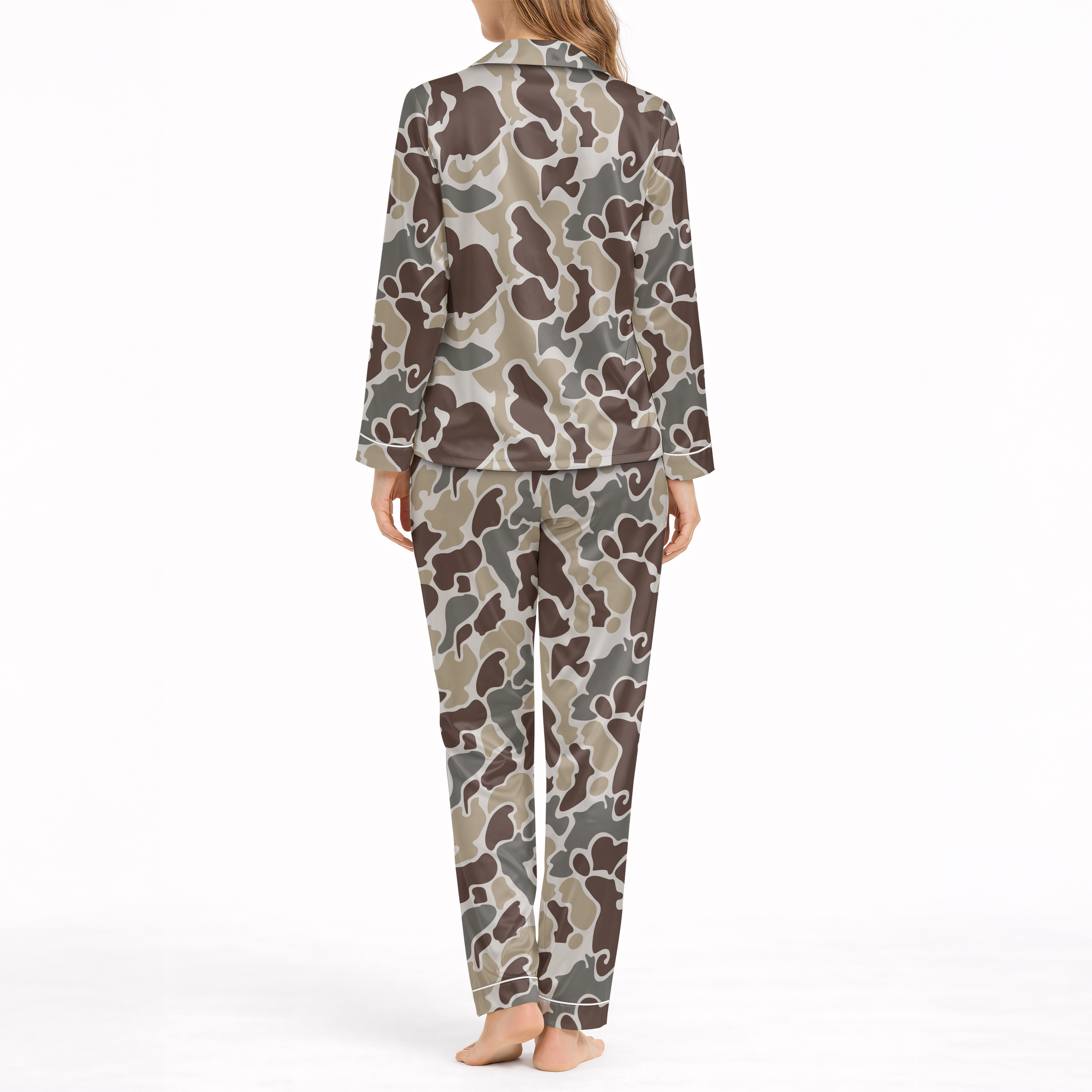 Camouflage Silky Satin Pajama Set for Women
