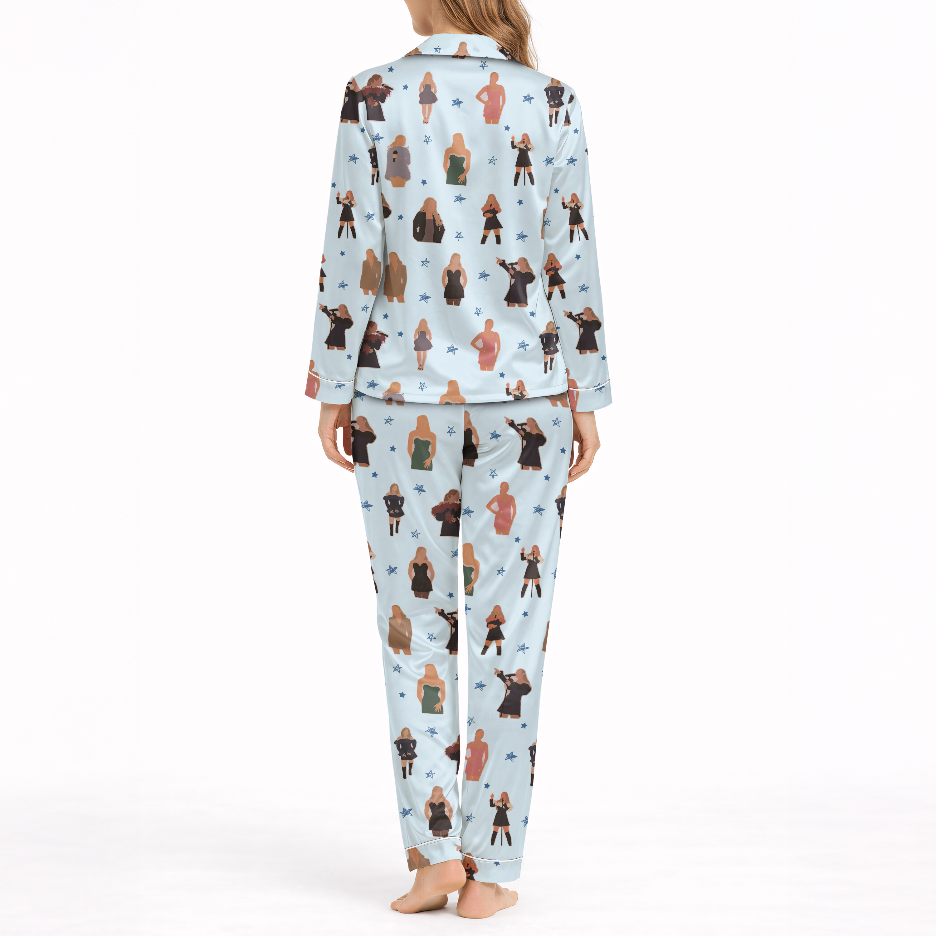 Music Artists Silky Satin Pajama Set For Women