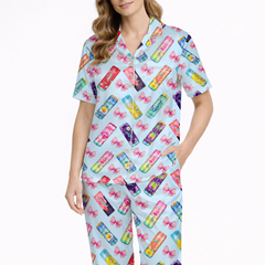 Summer Energy Drink Silky Satin Pajama Set For Women