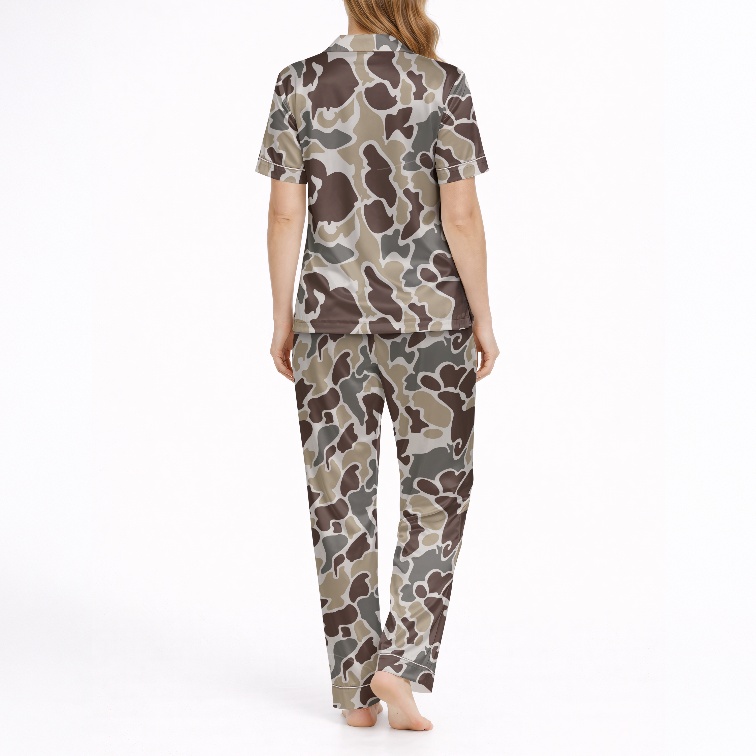 Camouflage Silky Satin Pajama Set for Women