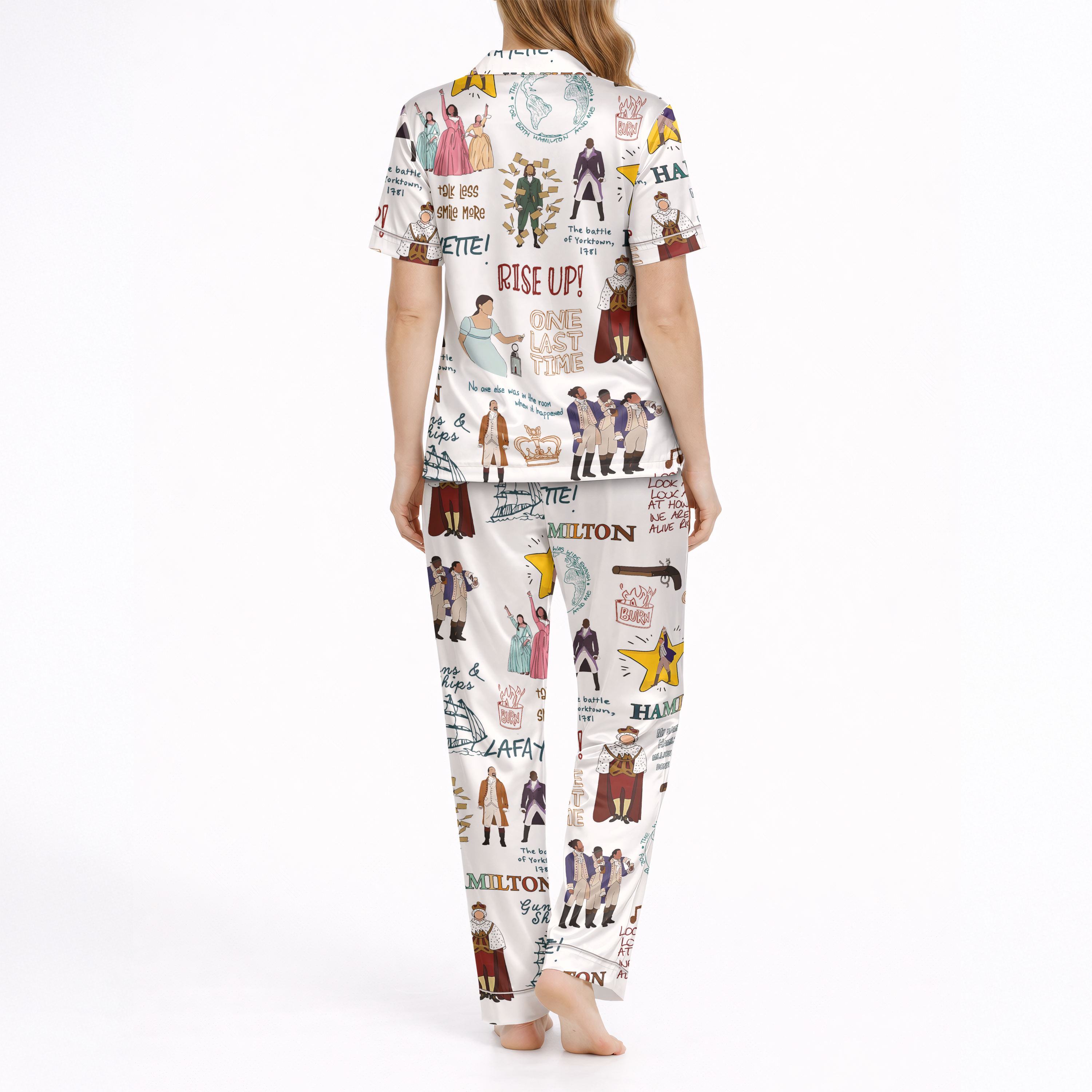 Hamilton Musical Silky Satin Pajama Set for Women