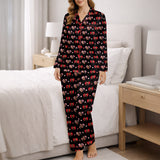 Women's Classic Button Down Pajama Set - Long: Heartfelt Faces Custom Pajamas