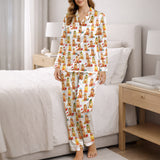 Cozy Golden Retriever Women's Classic Button Down Pajama Set - Long