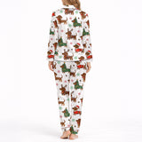 Women's Classic Button Down Pajama Set - Long - Dachshund Holiday Dreams