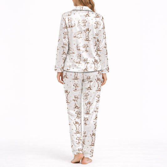 Cozy Dachshund Print Women's Classic Button Down Long Pajama Set