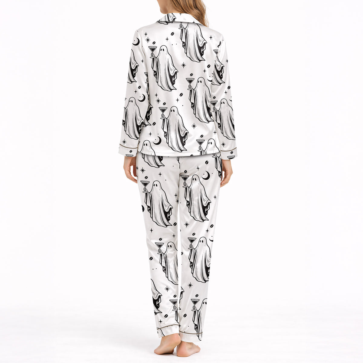 Spooky Sips Women's Classic Button Down Long Pajama Set
