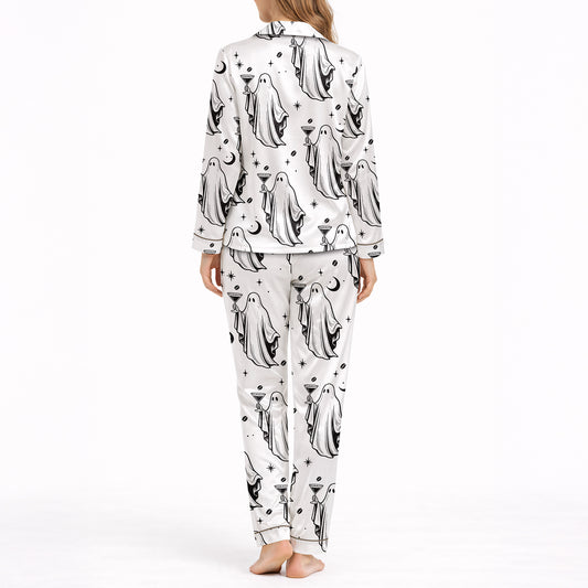 Spooky Sips Women's Classic Button Down Long Pajama Set