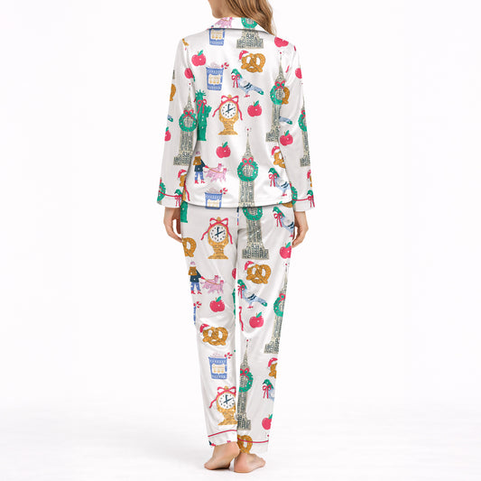 Women's Classic Button Down Pajama Set - Long | Urban Wanderlust Print