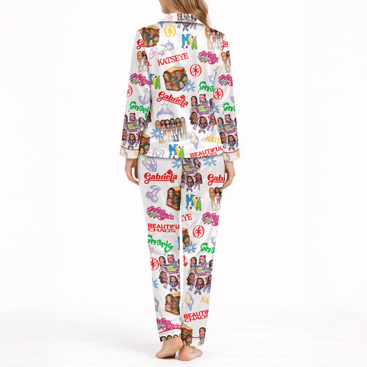 Women's Classic Button Down Pajama Set - Long Knit Sleepwear