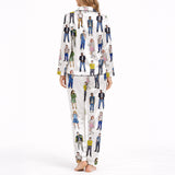 Retro Style Squad Women's Classic Button Down Pajama Set - Long