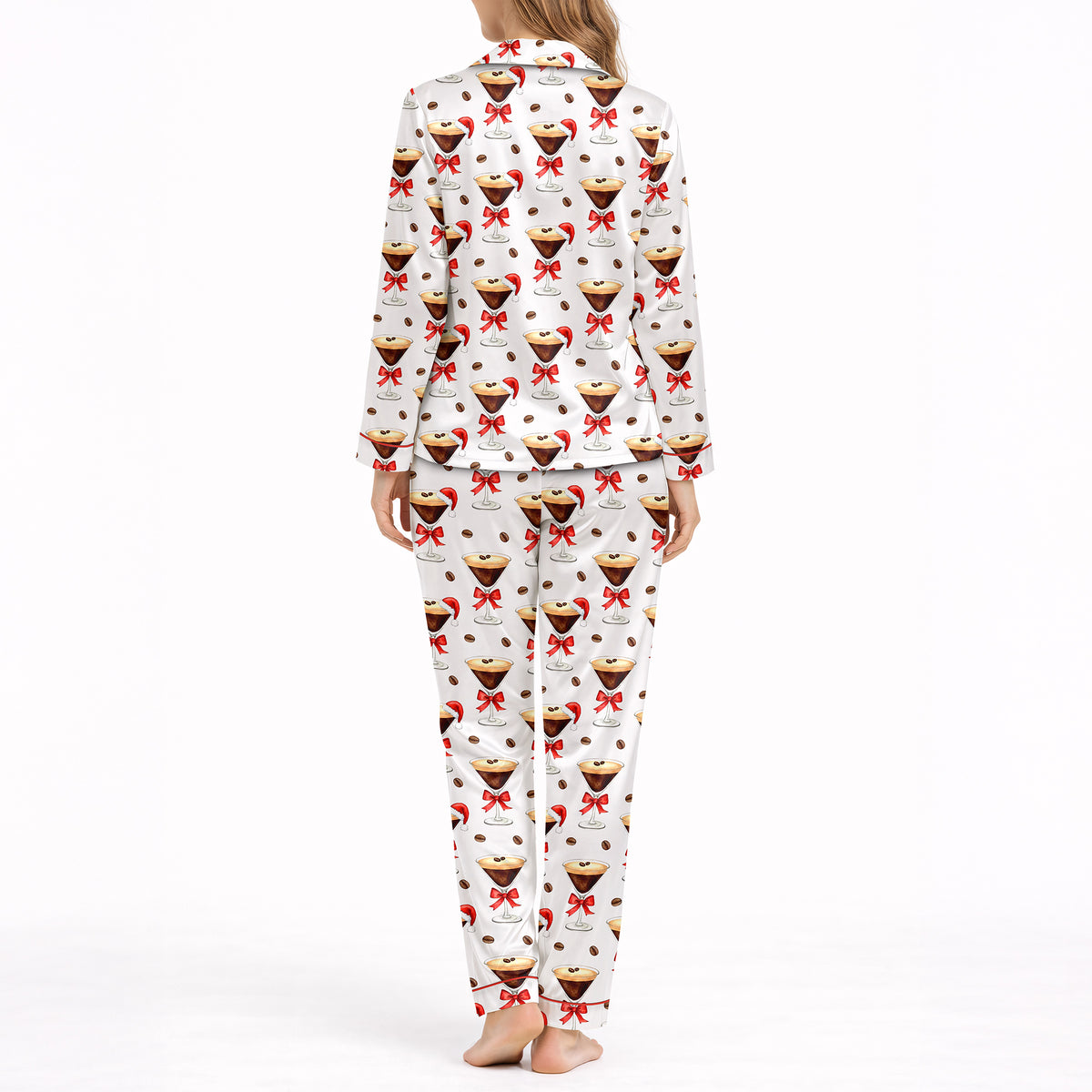 Women's Classic Button Down Pajama Set - Long | Holiday Espresso Martini