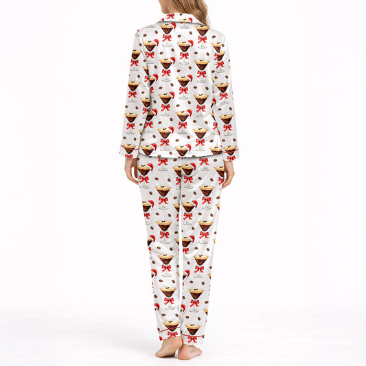 Women's Classic Button Down Pajama Set - Long | Holiday Espresso Martini
