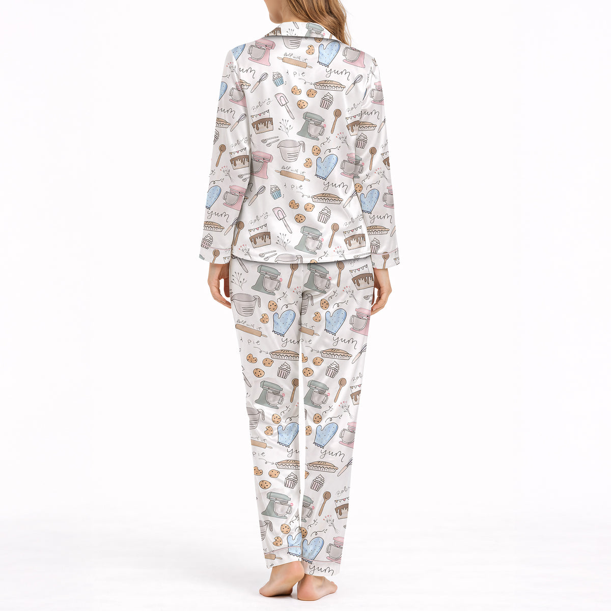 Sweet Bake Dreams: Women's Classic Button Down Long Pajama Set
