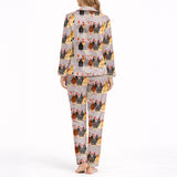 Women's Classic Button Down Long Pajama Set - Festive Christmas Chickens