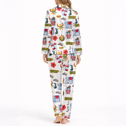 Women's Classic Button Down Pajama Set - Long | Boricua Dreams Collection