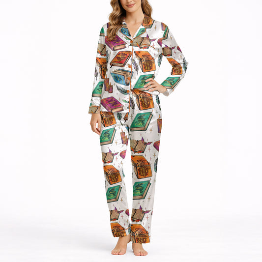 Women's Classic Button Down Pajama Set - Long | Enchanted Library Print