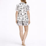 Women's Classic Button Down Pajama Set - Short | Bridal Bliss Doodles